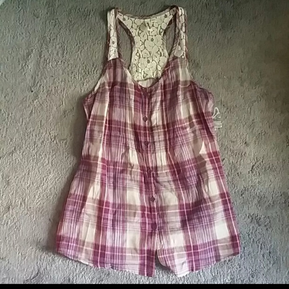 Purple plaid tank top